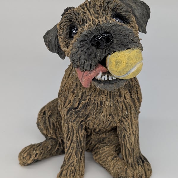 Border Terrier and Ball Sculpture - A