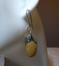 Pair of Sterling Silver & Oval Maligano Jasper Gemstone Earrings