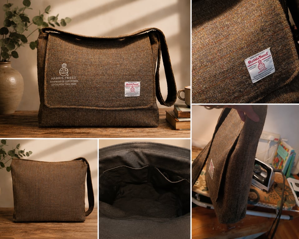 Handmade Harris Tweed luggage weekend large bag