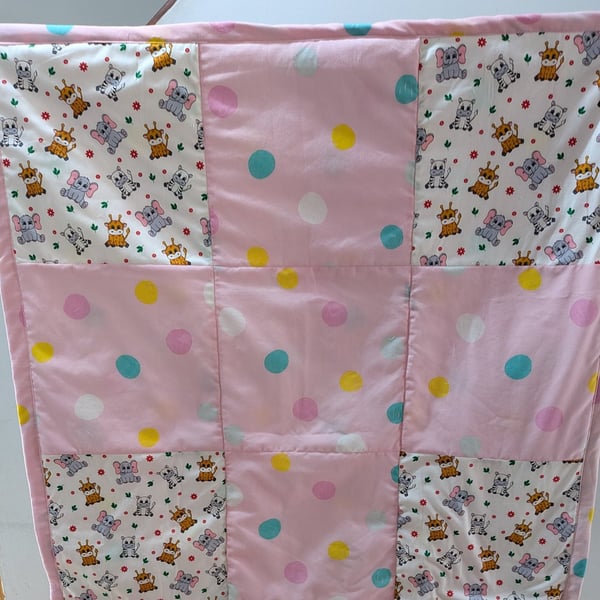 Handmade Baby quilt, unique one of a kind 
