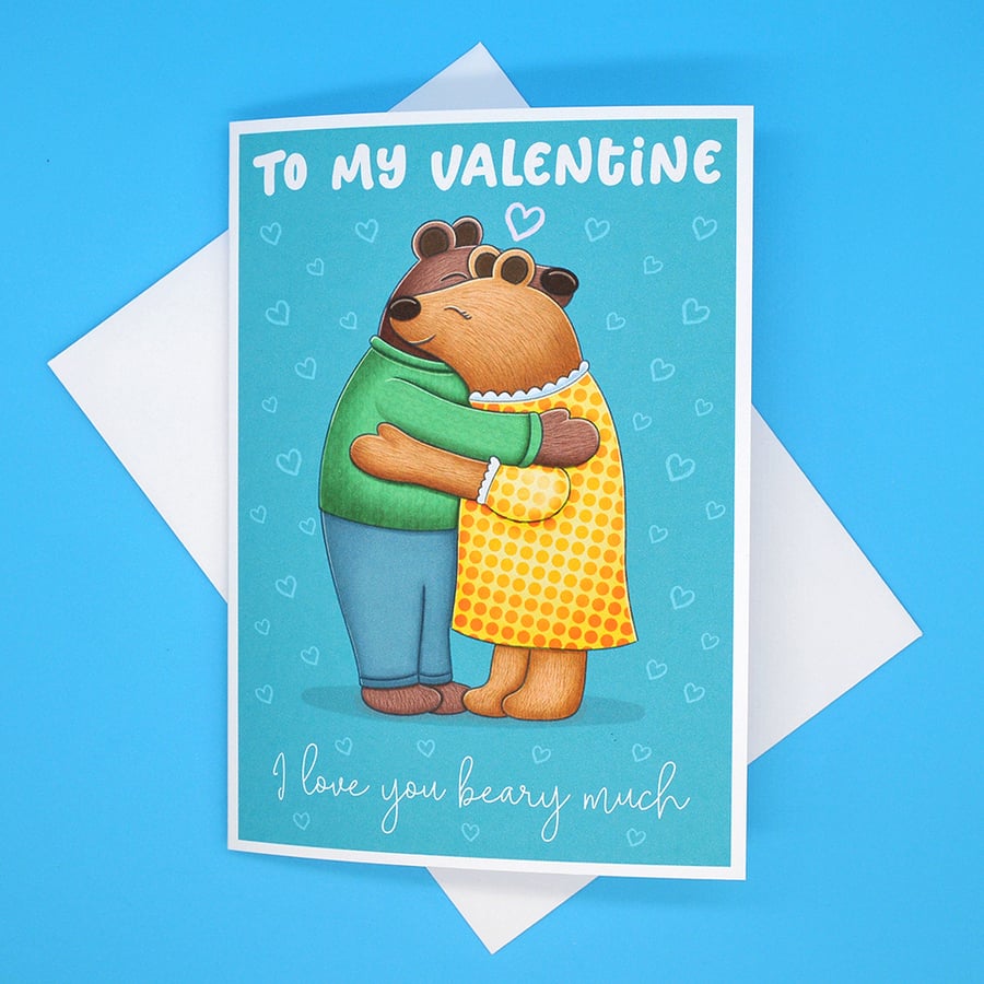 I Love You Beary Much Valentine's Day Card - Free P&P
