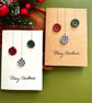 Christmas bauble gingham button card handmade winter holiday greeting card - Image 6