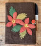 Notebook & Journal Cover with Poinsettia Design in Felt & Vintage Welsh Tweed  - Image 8