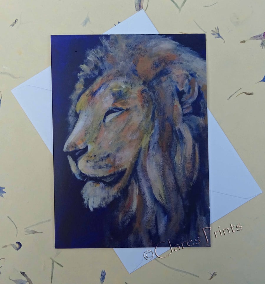 Lion Blank Greeting Card From my Original Acrylic Painting