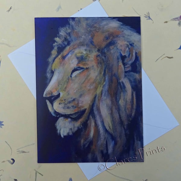 Lion Blank Greeting Card From my Original Acrylic Painting