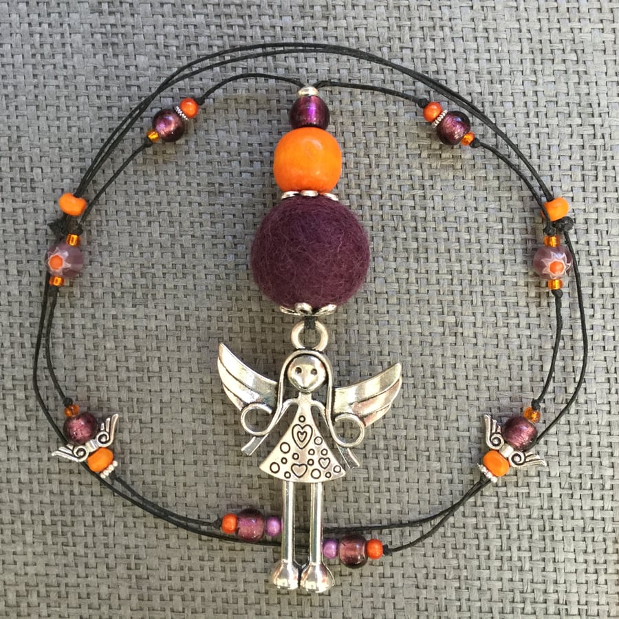 “Blackberry Orange Angel”  pendant necklace