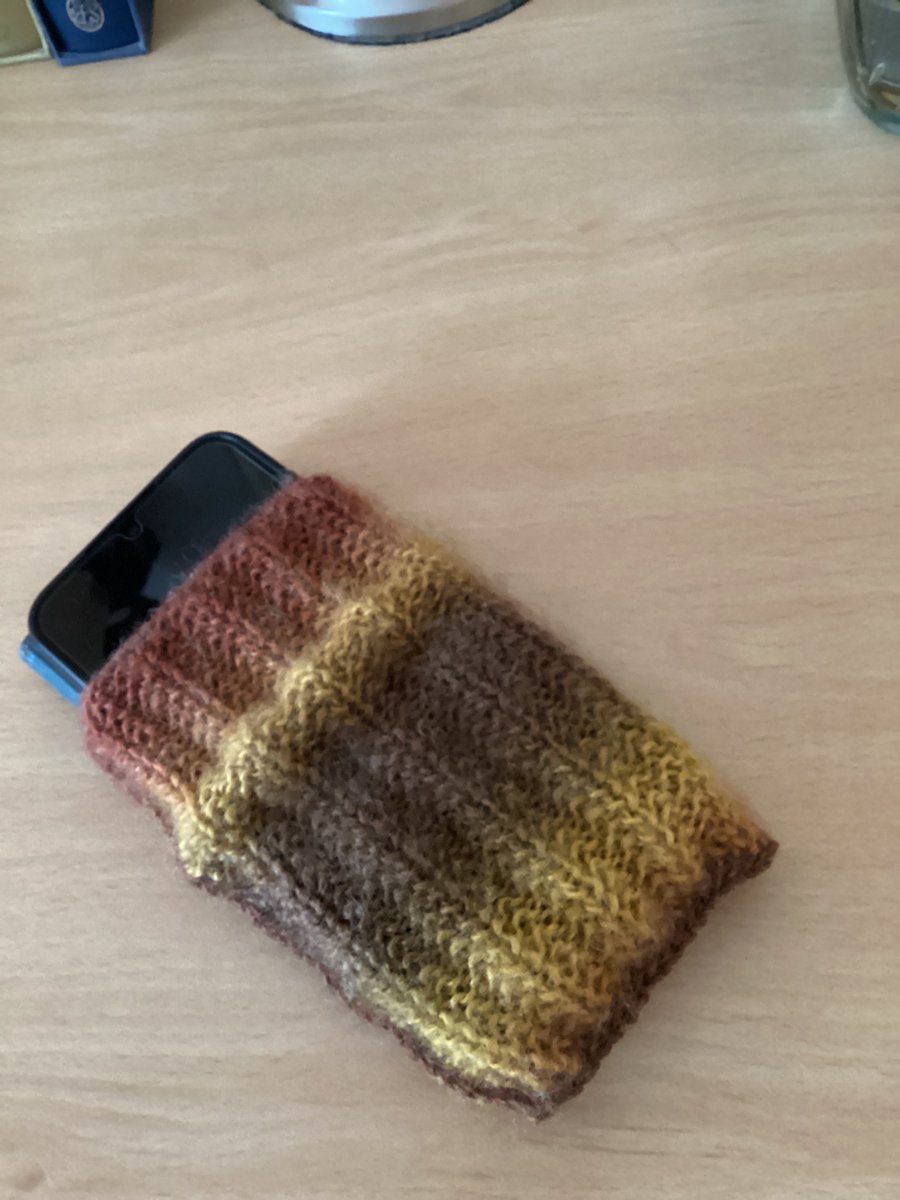 MOBILE PHONE SLEEVE 7x3.5" or 18x9cm IN MULTICOLOURED YARN