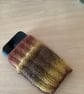 MOBILE PHONE SLEEVE 7x3.5" or 18x9cm IN MULTICOLOURED YARN