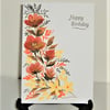 original art hand painted autumn shades floral Birthday card ( ref F 675)