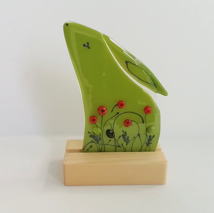 Poppy moongazing hare, remembrance hare, fused ... - Folksy
