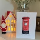 A6 Christmas Cards, Red British Post box Hand Glittered