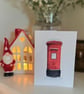 A6 Christmas Cards, Red British Post box Hand Glittered