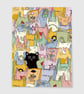Cute Cat Art Print, The Cat's Out Of The Bag Wall Art Print, The Secret Is Out - Image 2