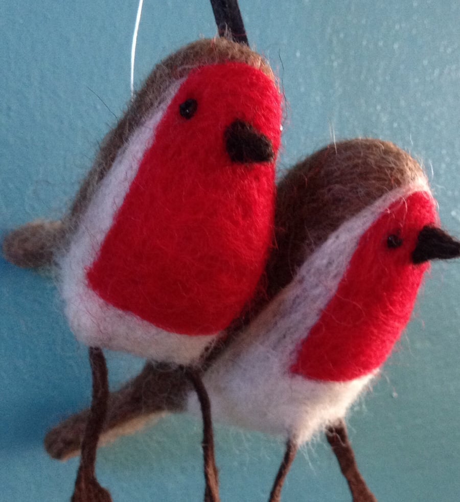 Robin hanging ornaments needle felt kit - for two people!