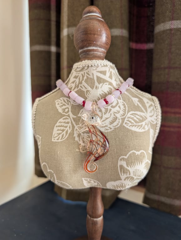 "Pretty in Pink Sea Horse" Necklace 