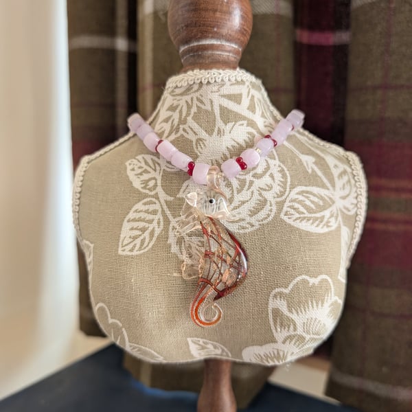"Pretty in Pink Sea Horse" Necklace 