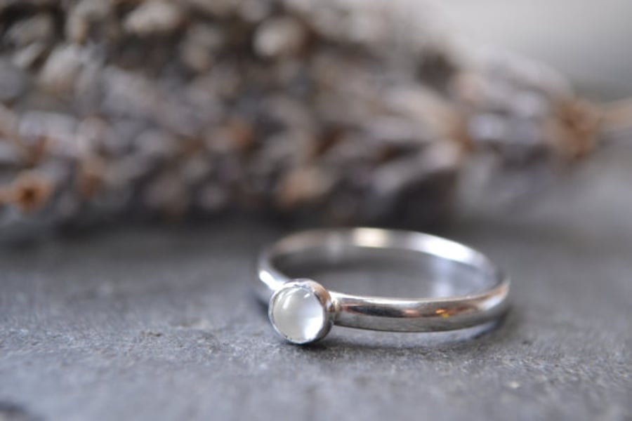 June Birthstone- Moonstone stacking ring