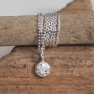 Necklace - Silver flower pebble pendant necklace