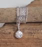Necklace - Silver flower pebble pendant necklace