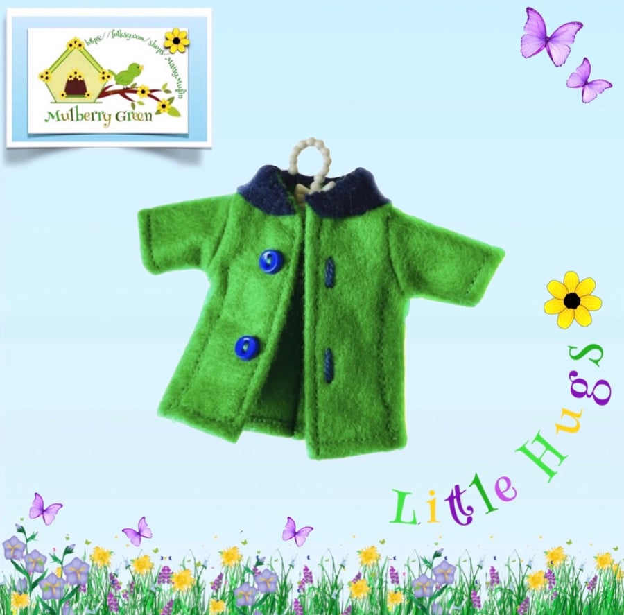 Emerald Green and Navy Coat to fit the Little Hugs dolls