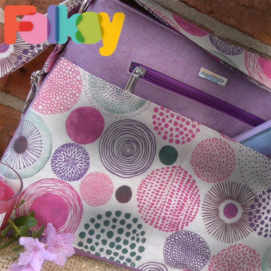 Abstract Mauve Circles Organiser Shoulder Bag