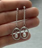 Oval Hoop Pearl Drop Earrings - Handmade, Sterling Silver - Image 4
