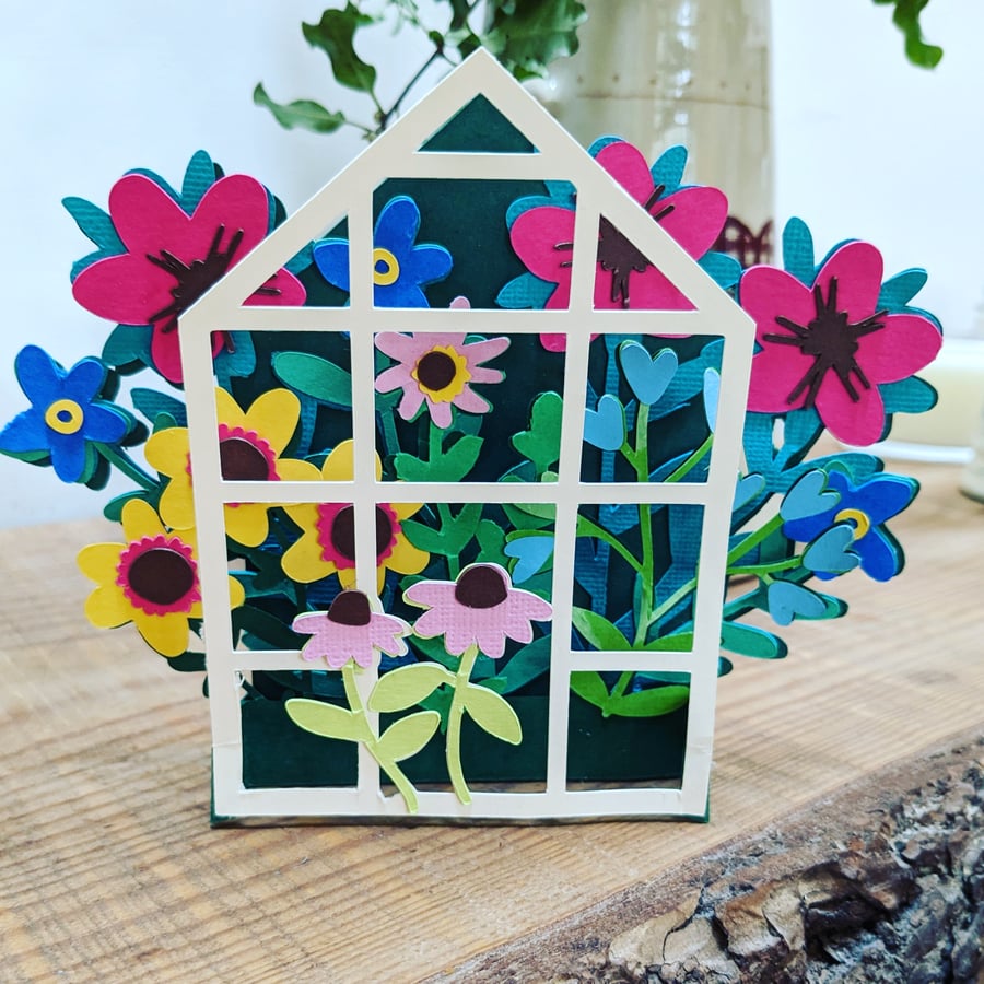 Pop Up Greenhouse Window Flower Card