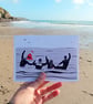 Surfer Christmas Card - pack of 5, surfing, Cornwall, Xmas surf, surfing Santa - Image 2