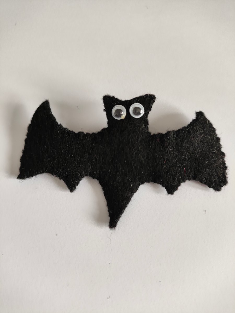 Handmade black bat brooch