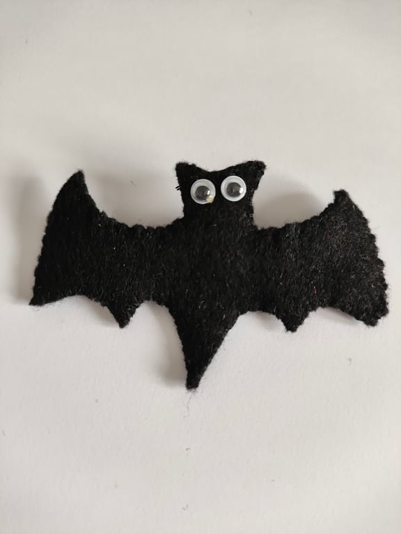 Handmade black bat brooch