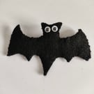 Handmade black bat brooch