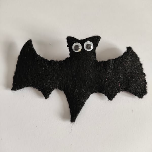 Handmade black bat brooch