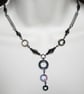 Hematite Circles Necklace and Earrings Set With Gunmetal Wirework - Image 2