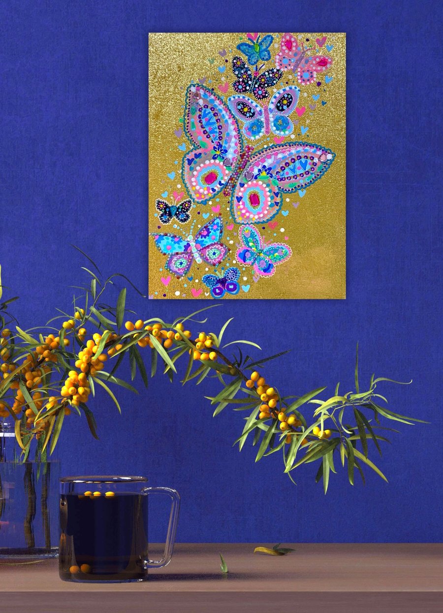 Butterfly Garden in Gold