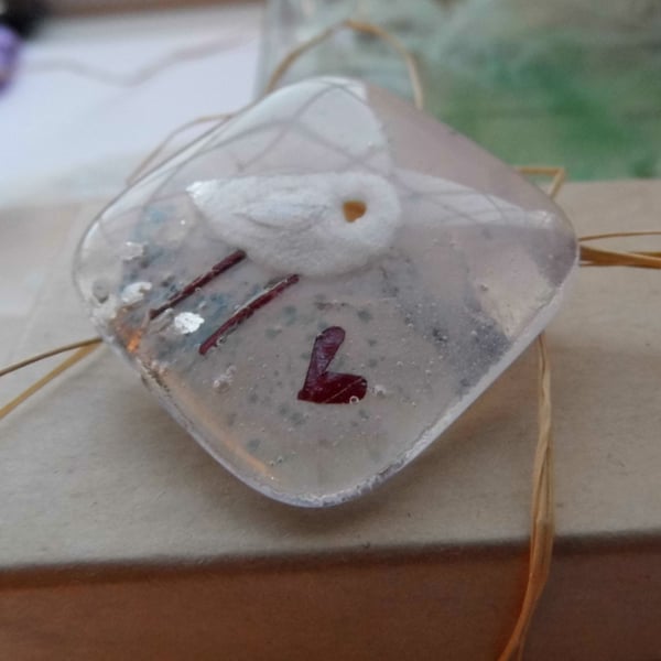 fused glass little bird brooch