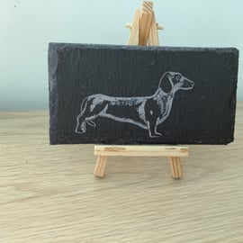 Dachshund (Sausage Dog) - original art picture hand carved on slate