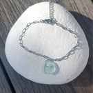 Sea Glass Bracelet, charm bracelet, delicate, stainless steel, handmade sea glas