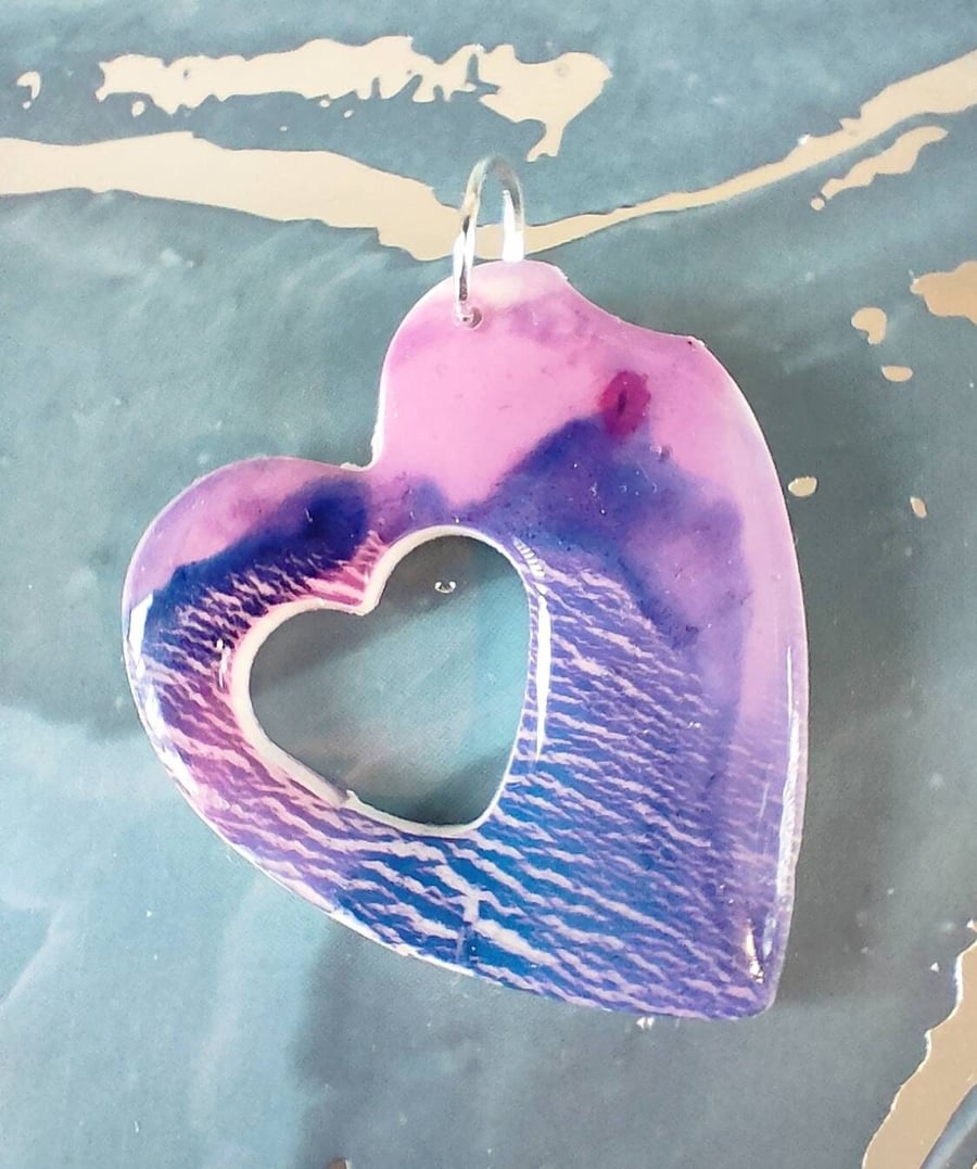 Large Valentine Heart Pendant With Cut out Heart