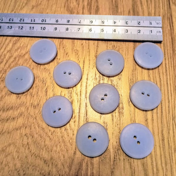 Packet of 10 quality opaque pale teal BUTTONS for knitting, sewing & crafting