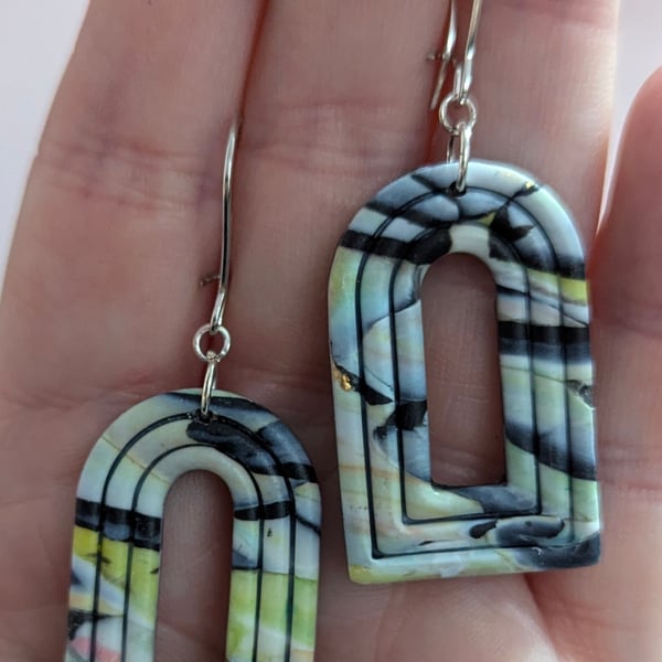 Sylvia abstract window arch earrings