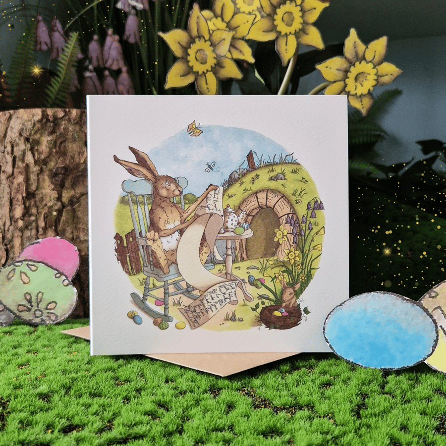 Pack of 3 Easter Cards – Whimsical Easter Hare Illustration with Poem