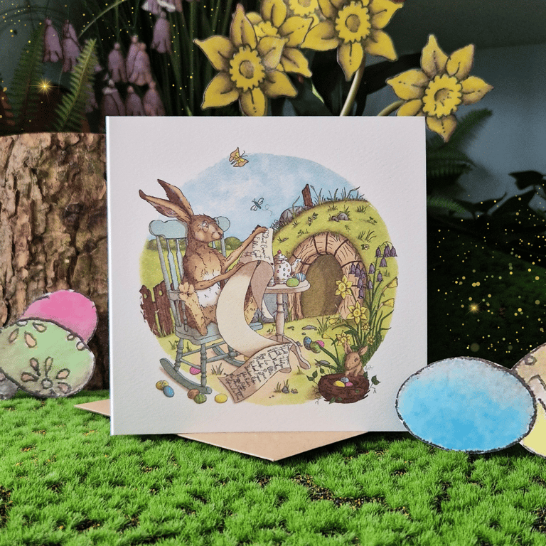 Pack of 3 Easter Cards – Whimsical Easter Hare Illustration with Poem