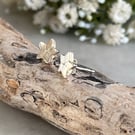 Recycled silver flower stud earrings 