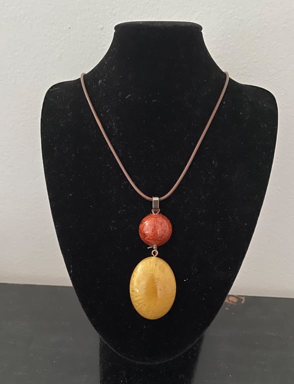Sunset Ember Resin Pendant Necklace