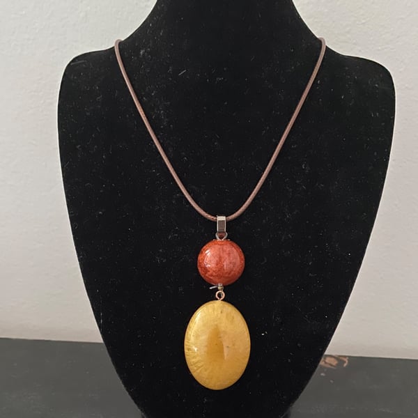 Sunset Ember Resin Pendant Necklace