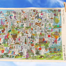 Garden Alphabet tea towel 100% organic cotton designed and made in the UK