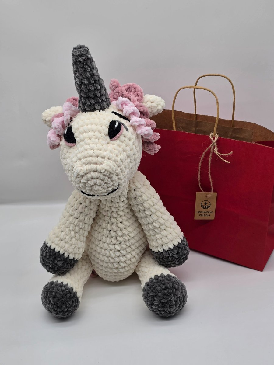 Handmade Crochet Unicorn - Chunky Chenille Plush