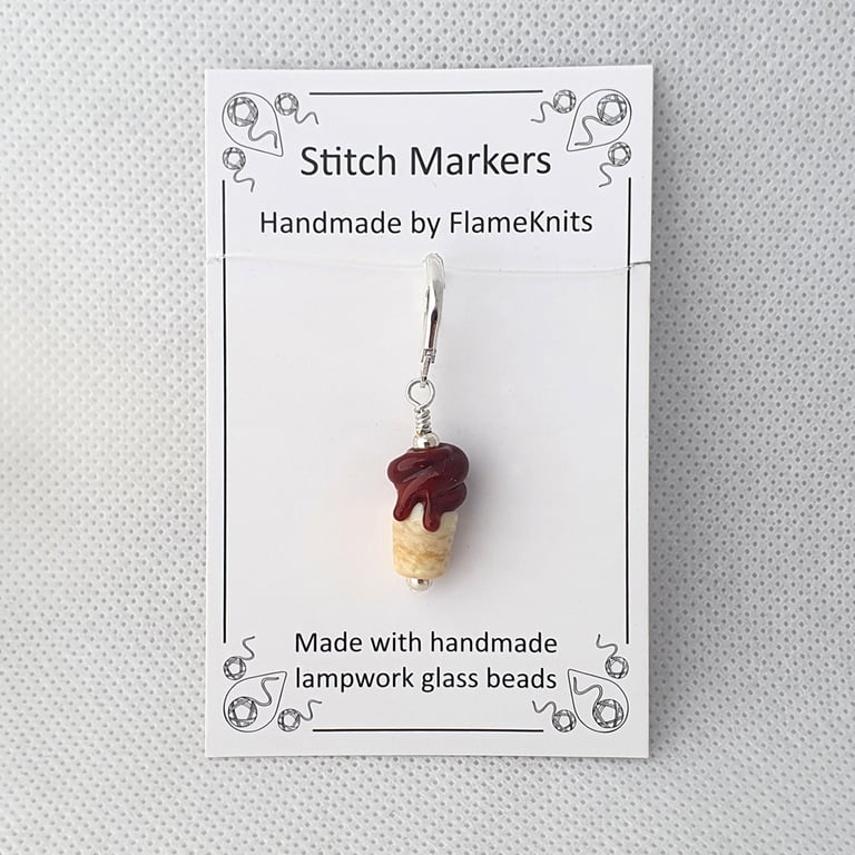 Tiny Glass Ice Cream Stitch Marker - Chocolate
