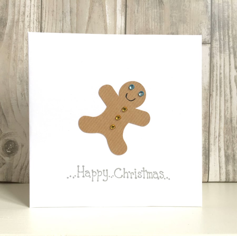 Christmas card - gingerbread man handmade contemporary humour fun disco dancer