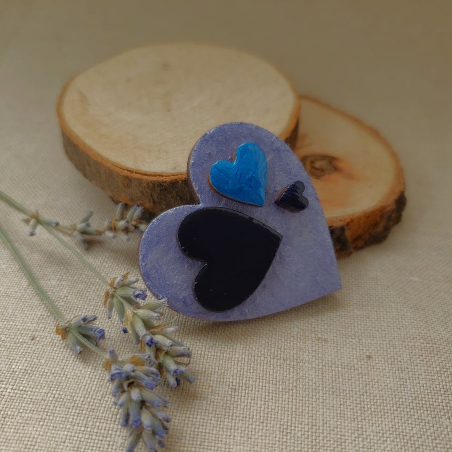 Recycled heart brooch